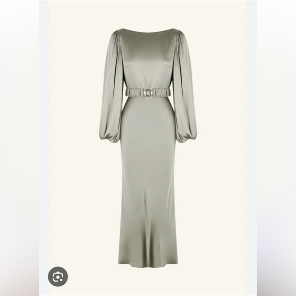 Shona Joy La Lune Balloon Sleeve Midi Dress - Sage - Picture 3 of 3